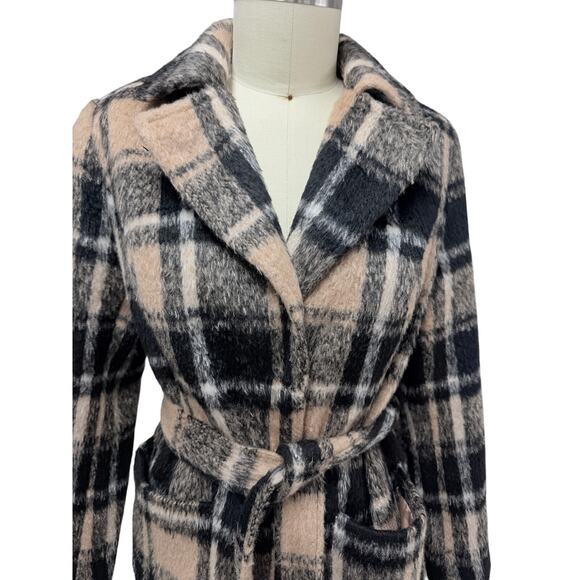 Isaac Mizrahi Live Brushed Plaid Belted Coat – Size 14 - Picture 3 of 8